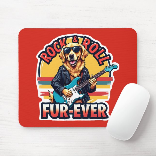 Mousepad Cachorro para o Ouro de Rock e Roll (Com mouse)