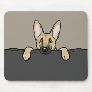 Mousepad Cachorro Pastor Alemão Fofo Espiando