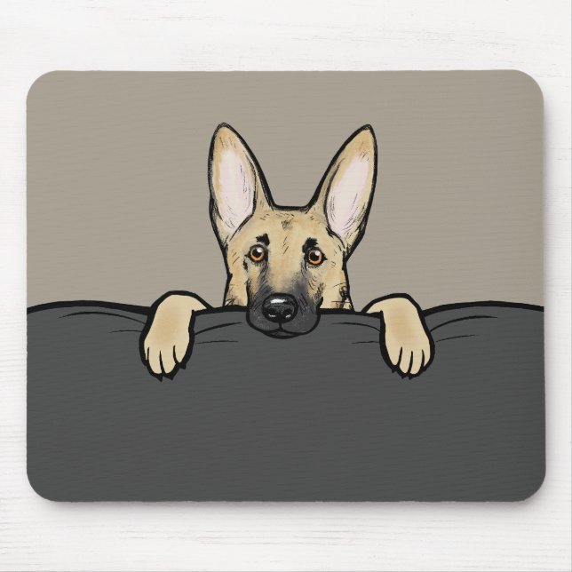 Mousepad Cachorro Pastor Alemão Fofo Espiando (Frente)