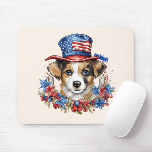 Mousepad Cachorro Patriótico 4 de Julho Dia da Independênci