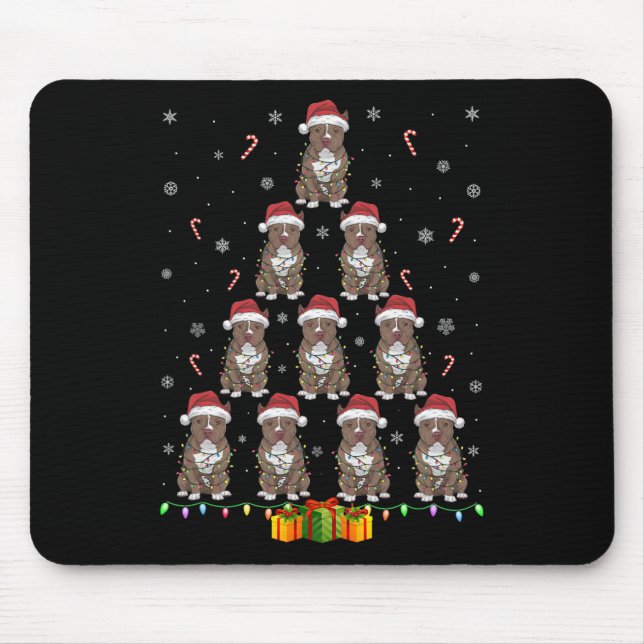 Mousepad Cachorro Pitbull Papai Noel Luz Homens Cristo Mulh (Frente)