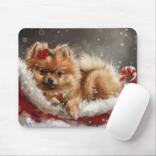 Mousepad Cachorro Pomerânia Festivo de Natal