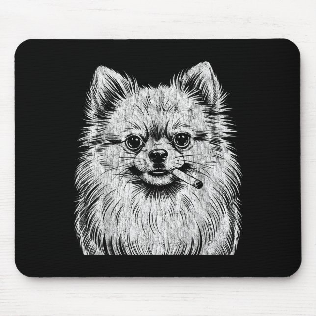 Mousepad Cachorro Pomerânia Fofo Fumando Meme (Frente)
