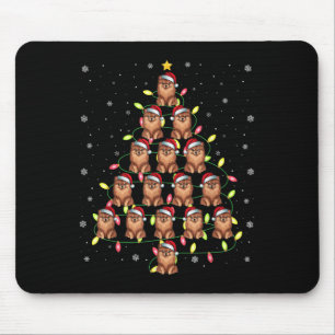 Mousepad Cachorro Pomerano Papais noeis de Árvore de Natal 