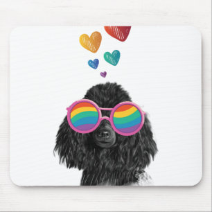 Mousepad Cachorro Poodle com Corações Dia dos Namorados 