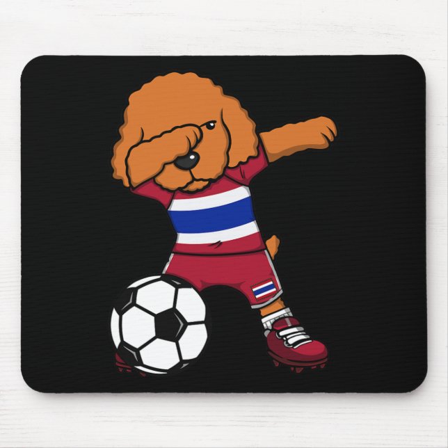 Mousepad Cachorro Poodle Dabbing Camisa de Fã de Futebol da (Frente)