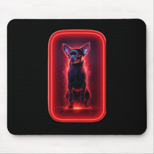 Mousepad Cachorro Preto Chihuahua Dança Entre Luzes Neon Ve