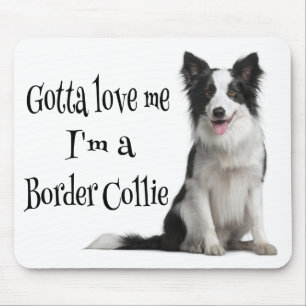Mousepad Cachorro Preto e Branco da Raça Border Collie Amor