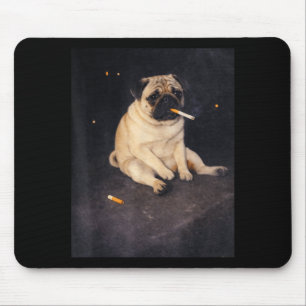 Mousepad Cachorro pug engraçado fumando cigarro meme cachor
