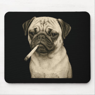 Mousepad Cachorro Pug Engraçado Fumando Cigarro Meme Gen Z