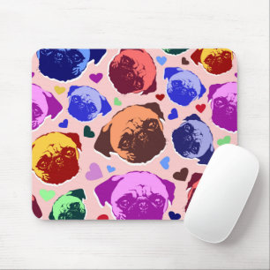 Mousepad Cachorro Pug Filhote PopArt Estilo Retro
