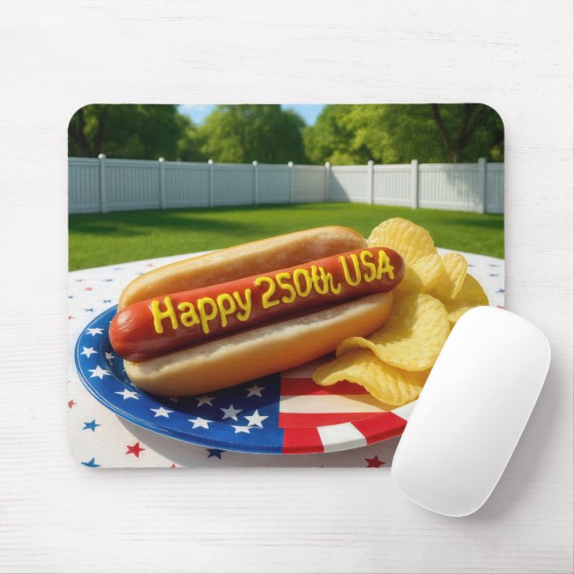 Mousepad Cachorro-quente de 250º aniversário dos EUA (Com mouse)
