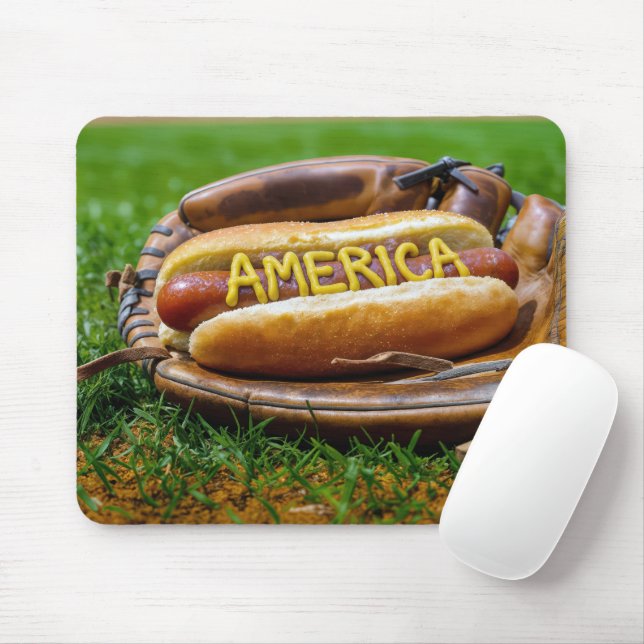 Mousepad Cachorro Quente Na Luva De Beisebol (Com mouse)