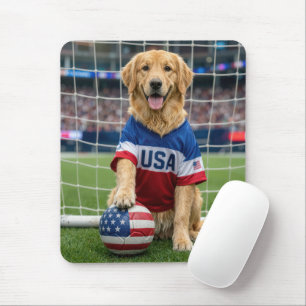 Mousepad Cachorro Retriever Amarelo Jogador de Futebol Amer