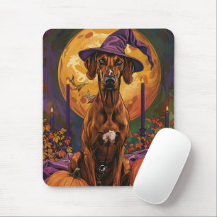 Mousepad Cachorro Rhodesian Ridgeback Bruxa de Halloween Ab
