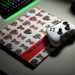 Mousepad Cachorro Romântico e Aquarela Cardíaca