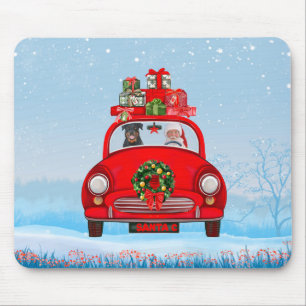 Mousepad Cachorro Rottweiler No Carro Com Papai Noel