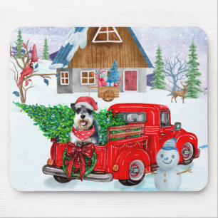 Mousepad Cachorro Schnauzer No Parto De Natal Neve De Camin