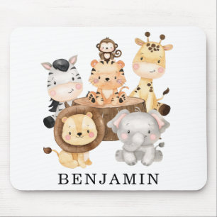 Mousepad Cachorro Selvagem Animais Safari Nome do Monograma
