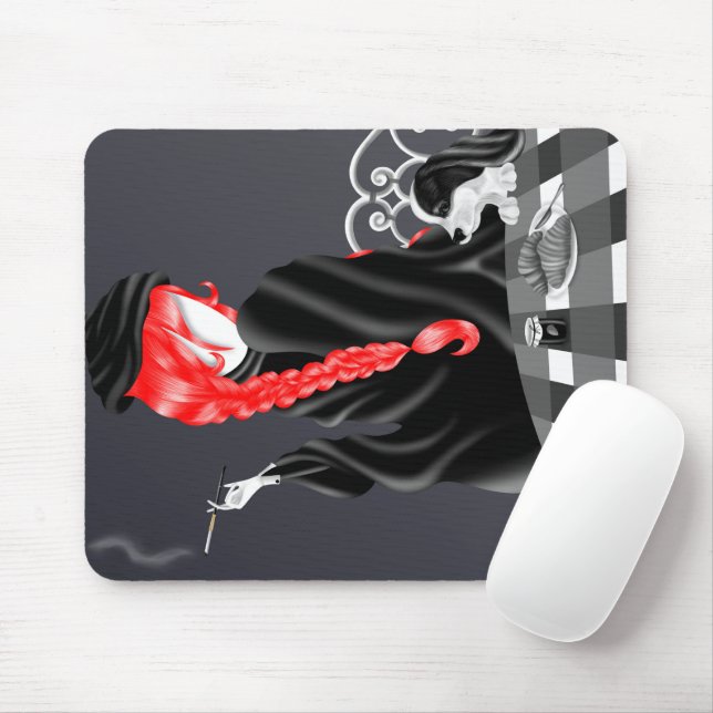 Mousepad Cachorro & Senhora em café francês  (Com mouse)