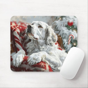 Mousepad Cachorro Setter Inglês Natal Festivo