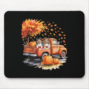 Mousepad Cachorro Shetland Sheepdog Caminhão Abóbora Outono
