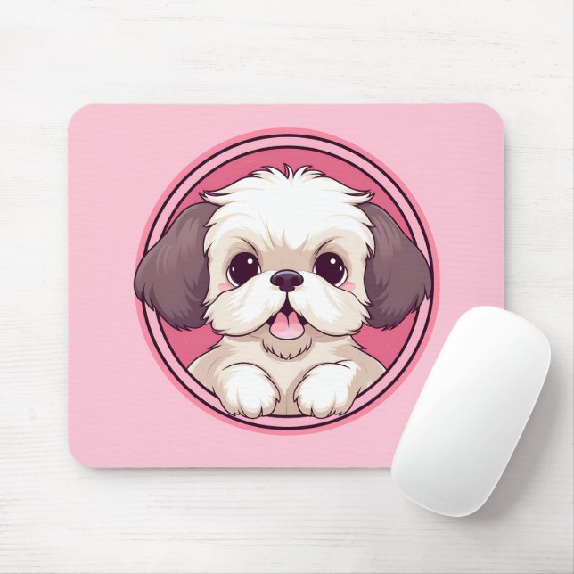 Mousepad Cachorro Shih Tzu Cute Peeking (Com mouse)