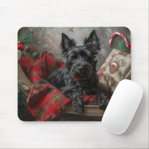 Mousepad Cachorro Terrier Escocês Natal Festivo
