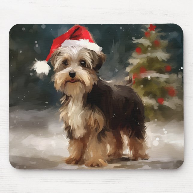 Mousepad Cachorro Terrier no Natal da Neve (Frente)