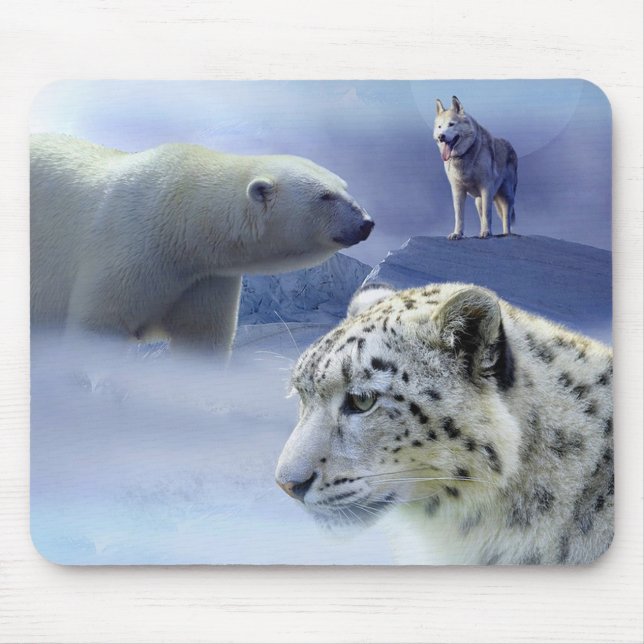 Mousepad Cachorro, Urso Polar e Leopardo de Neve (Frente)