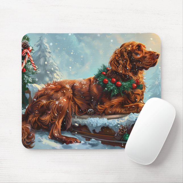 Mousepad Cachorro Vermelho Irlandês Festivo (Com mouse)