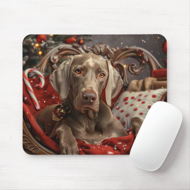 Mousepad Cachorro Weimaraner Natal Festivo (Com mouse)