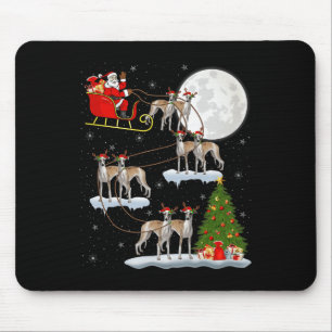 Mousepad Cachorro Whippet Papai Noel Trenó Voador Divertido