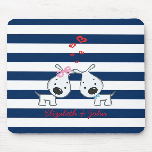 Mousepad Cachorros Adoráveis Apaixonados em Listras-Persona (Frente)