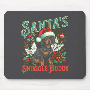 Mousepad Cachorros Dachshund Fofos Luzes de Natal Santa Fer