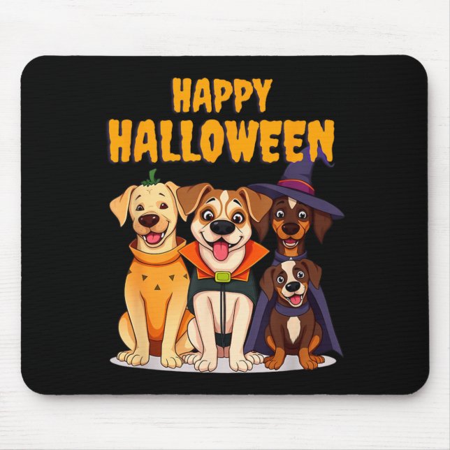 Mousepad Cachorros fofos de Halloween engraçados - Design ú (Frente)