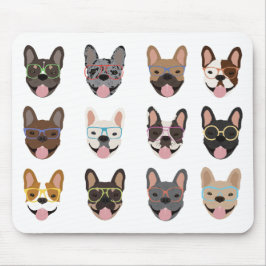 Mousepad Cachorros Franceses Bonitos Vestindo Óculos