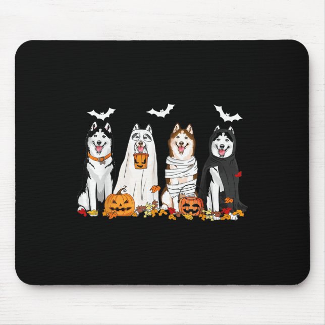 Mousepad Cachorros Roucos bonitos, bruxa-múmia fantasma, fa (Frente)