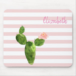 Mousepad Cacto adorável da aguarela, listras -