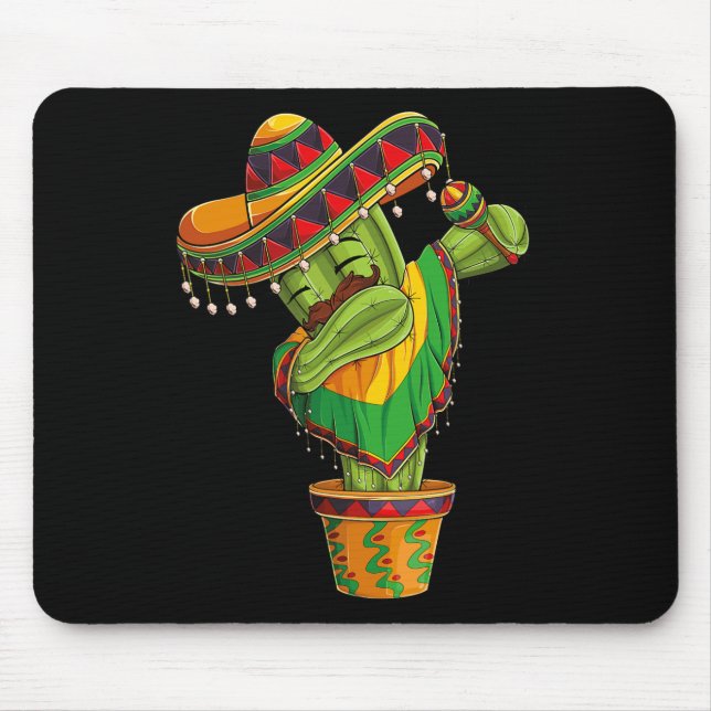 Mousepad Cacto de Dabbing Cinco De Mayo Poncho Mexicano Men (Frente)