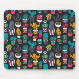 Mousepad Cacto tirado mão no teste padrão do estilo do