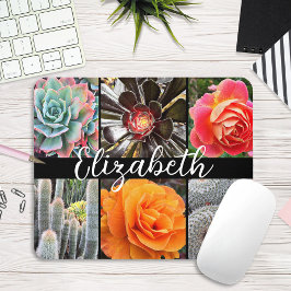 Mousepad Cactos rosa na moda fotografias script nome person