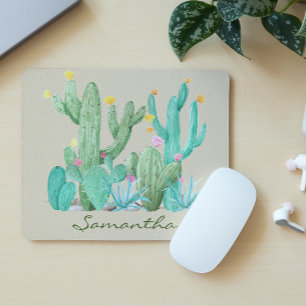 Mousepad Cactus Cactos Sucultos Sudoeste Desert Watercolor