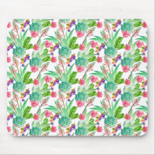 Mousepad Cactus com aquarela brilhante e padrão de sucesso