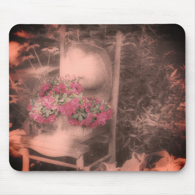 Mousepad Cadeira De Jardim Flor Preta E Branca (Frente)