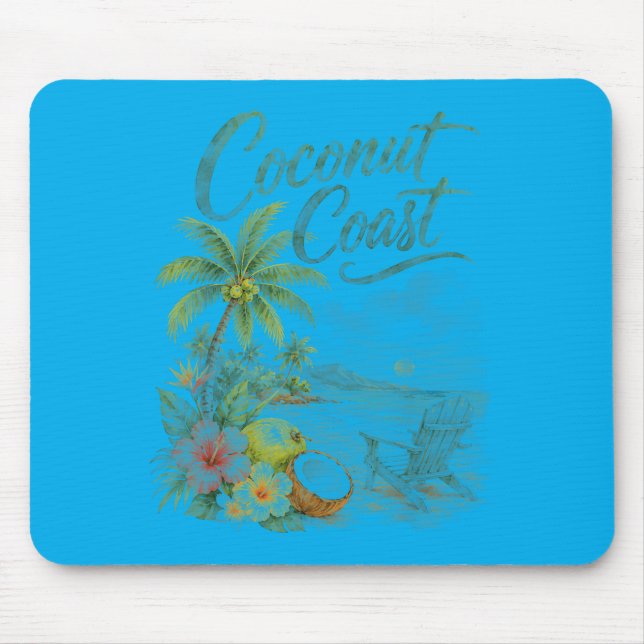 Mousepad Cadeira de Praia Tropical Coco Coast Aquarela (Frente)
