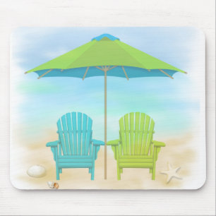 Mousepad Cadeiras de praia, guarda-chuva, tapete do rato da