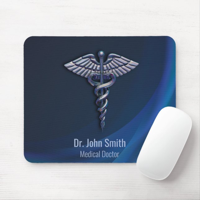 Mousepad Cadubo Médico Holográfico 3D - Cromo Escuro (Com mouse)