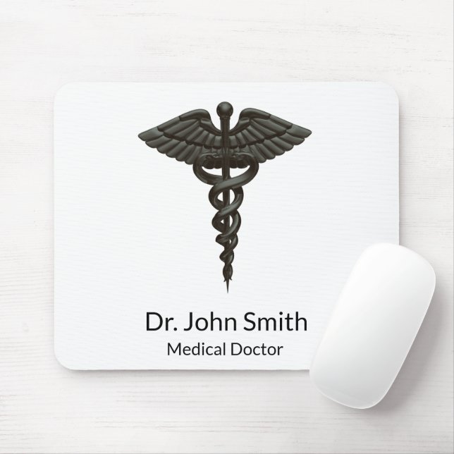Mousepad Cadubo Médico Simples Profissional Branco Preto (Com mouse)