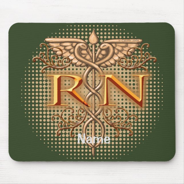 Mousepad Caduceu de Cobre Chique Enfermeira RN (Frente)